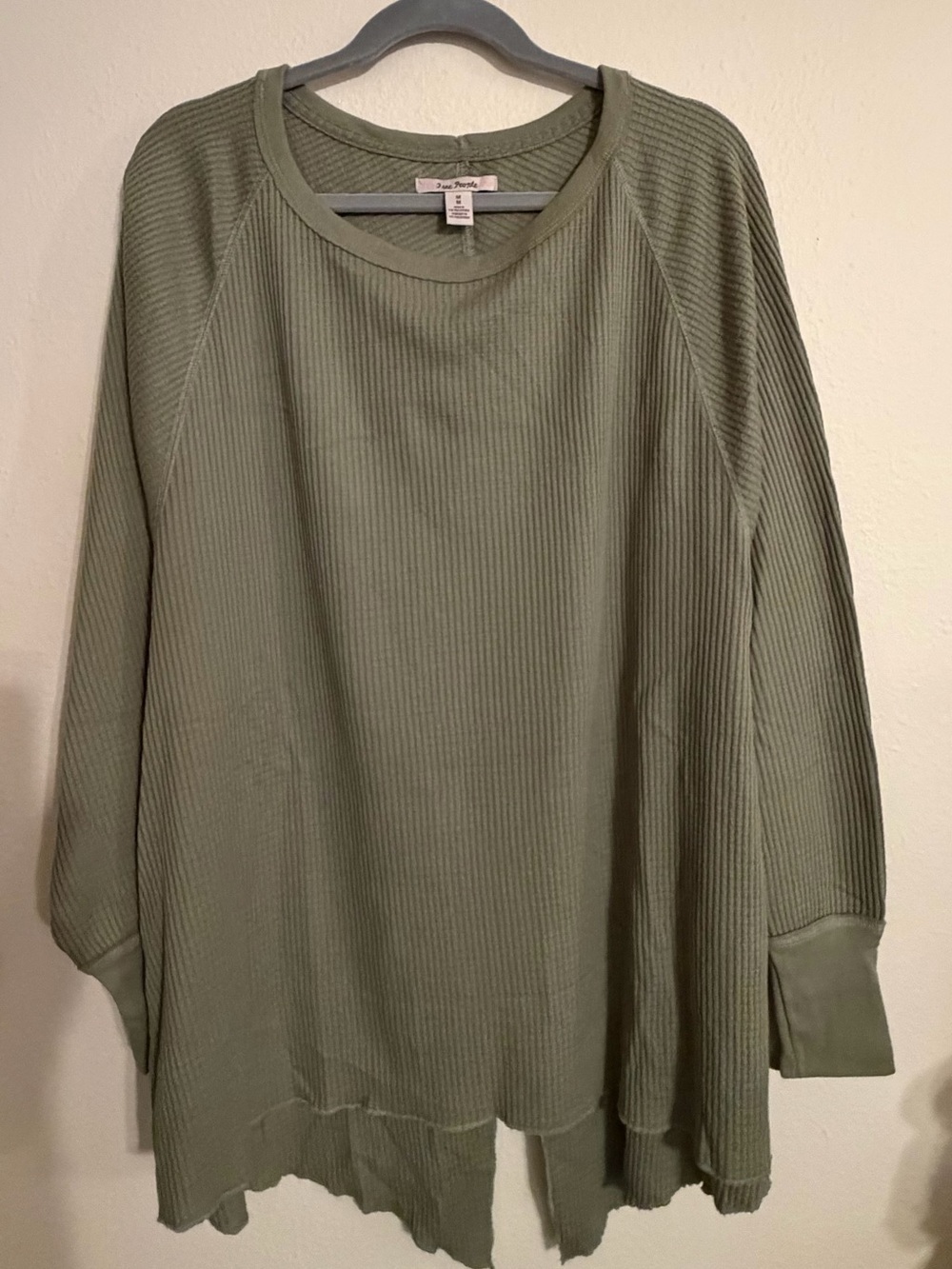 Free People Olive Ribbed Crewneck Sweater